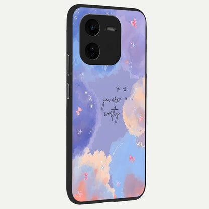  Celestial Cloud Magic back cover For iQOO Z9x 5G slim fit glass case with vibrant aesthetic design