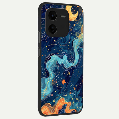  Celestial Dream Flow back cover For iQOO Z9x 5G slim fit glass case with vibrant aesthetic design