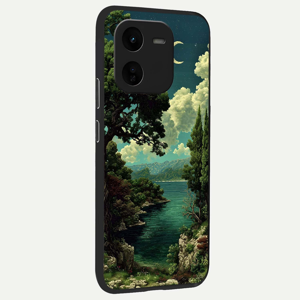  Celestial Lake Peace back cover For iQOO Z9x 5G slim fit glass case with vibrant aesthetic design