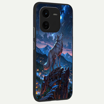  Celestial Wolf Howl back cover For iQOO Z9x 5G slim fit glass case with vibrant aesthetic design