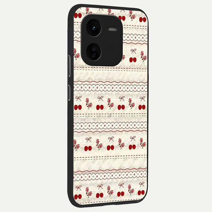  Cherry Bloom Charm back cover For iQOO Z9x 5G slim fit glass case with vibrant aesthetic design