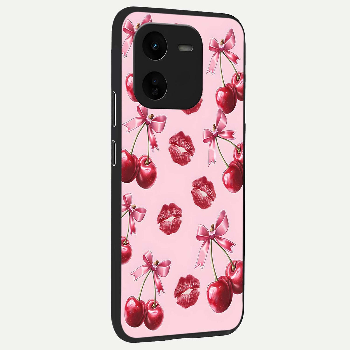  Cherry With Lips back cover For iQOO Z9x 5G slim fit glass case with vibrant aesthetic design