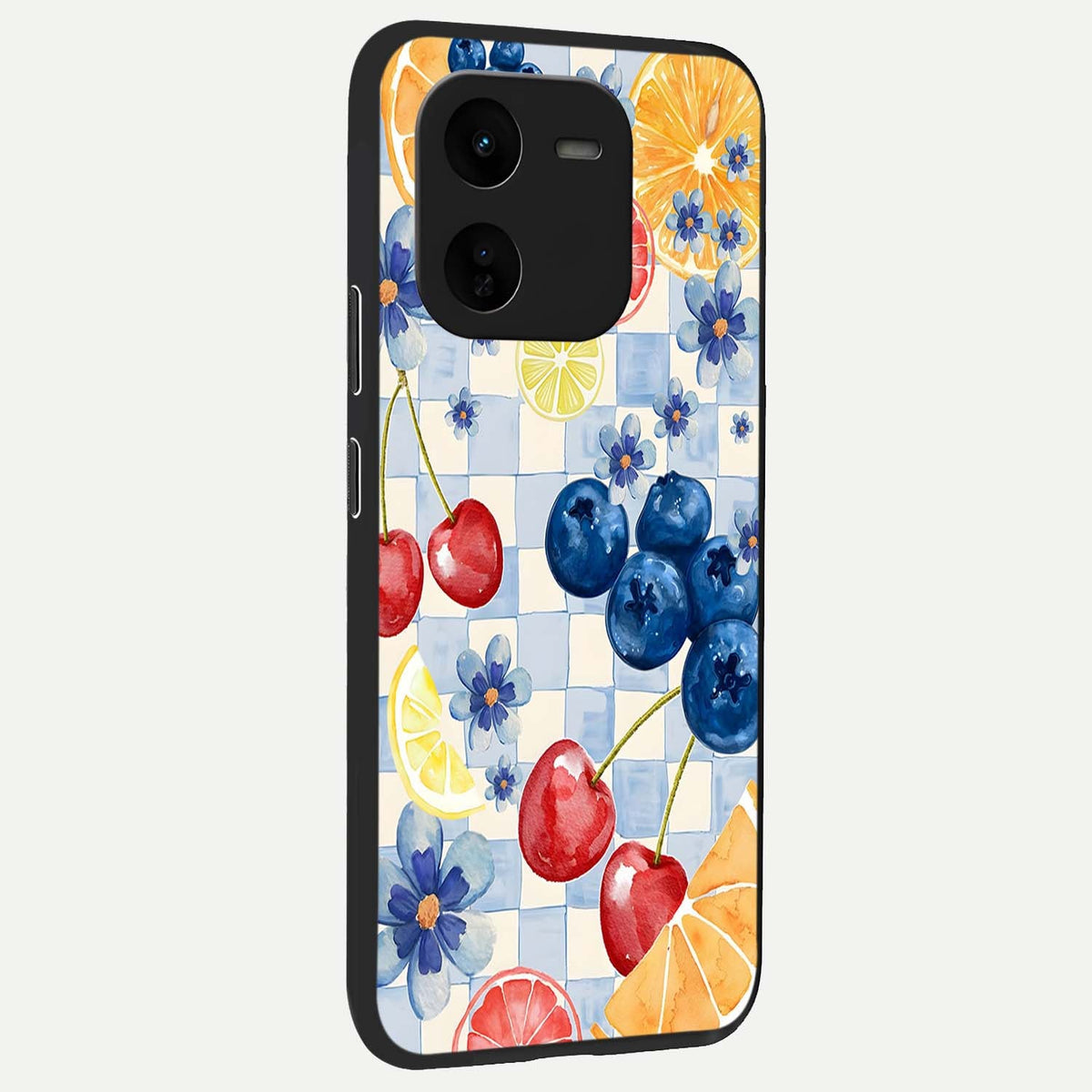  Citrus Bloom Joy back cover For iQOO Z9x 5G slim fit glass case with vibrant aesthetic design