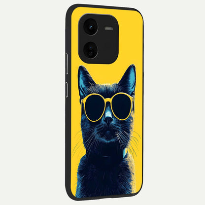  Cool Cat Vibes back cover For iQOO Z9x 5G slim fit glass case with vibrant aesthetic design