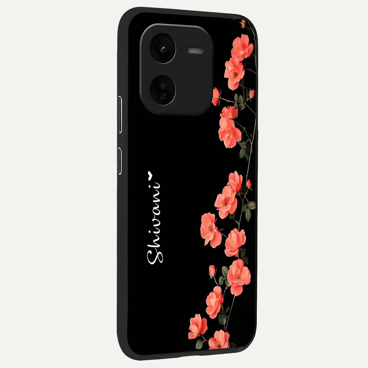  Crimson Bloom Grace Custom Name back cover For iQOO Z9x 5G slim fit glass case with vibrant aesthetic design