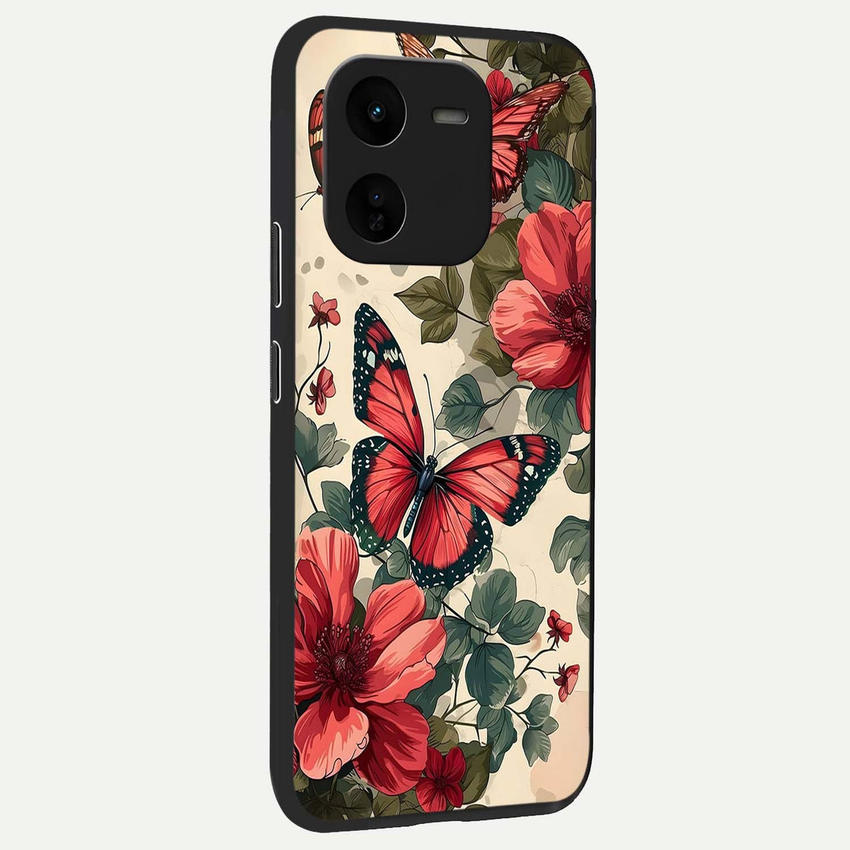  Crimson Butterfly Garden back cover For iQOO Z9x 5G slim fit glass case with vibrant aesthetic design