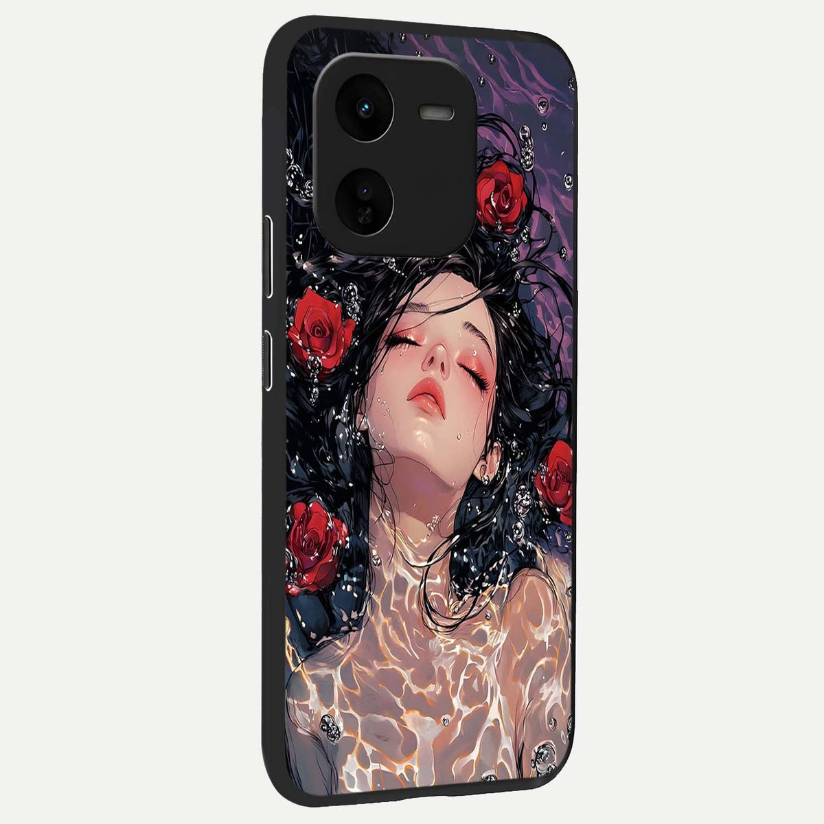  Crimson Rose Serenity back cover For iQOO Z9x 5G slim fit glass case with vibrant aesthetic design