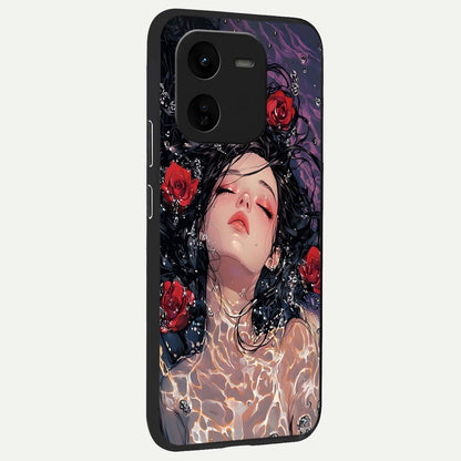  Crimson Rose Serenity back cover For iQOO Z9x 5G slim fit glass case with vibrant aesthetic design