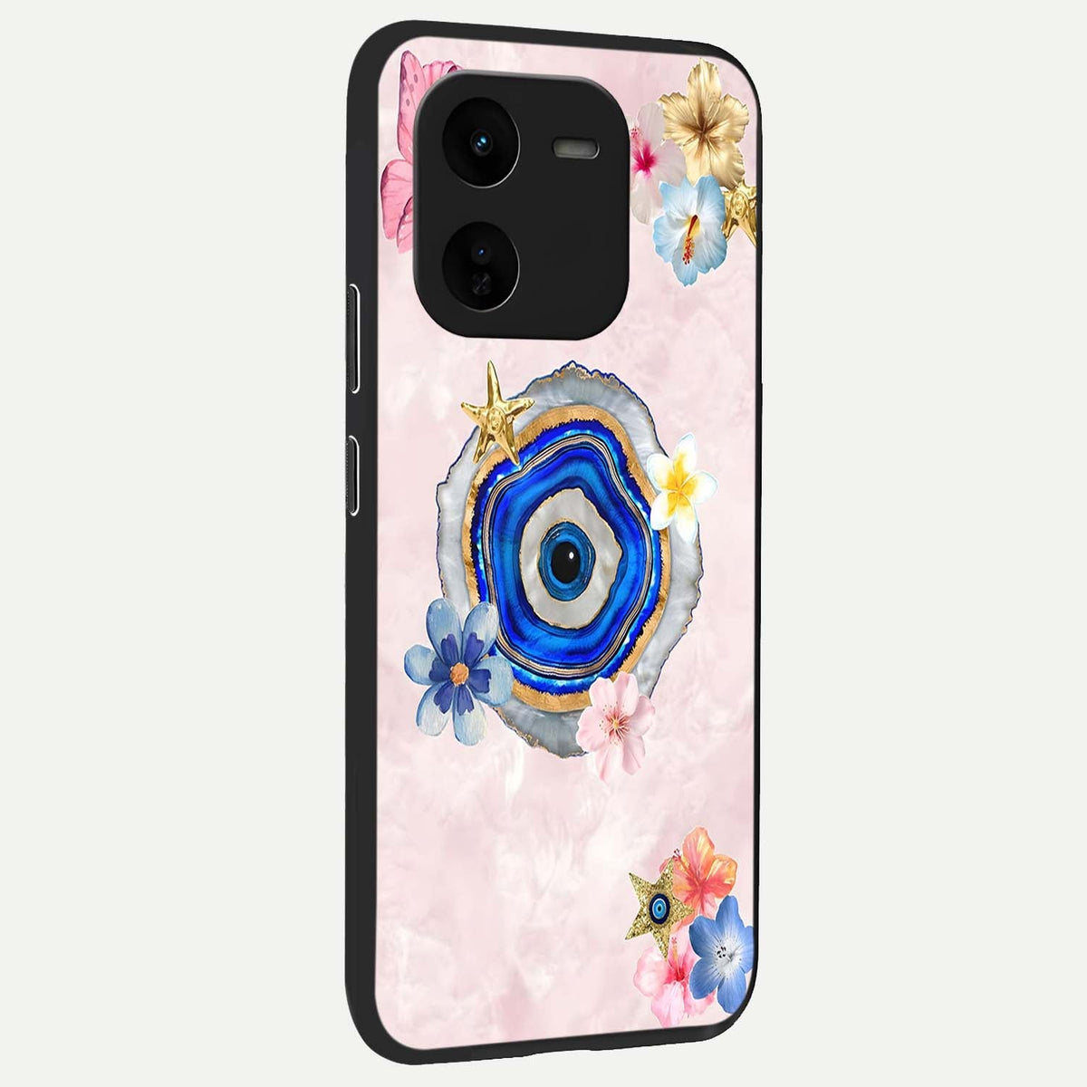  Divine Aura Bloom back cover For iQOO Z9x 5G slim fit glass case with vibrant aesthetic design