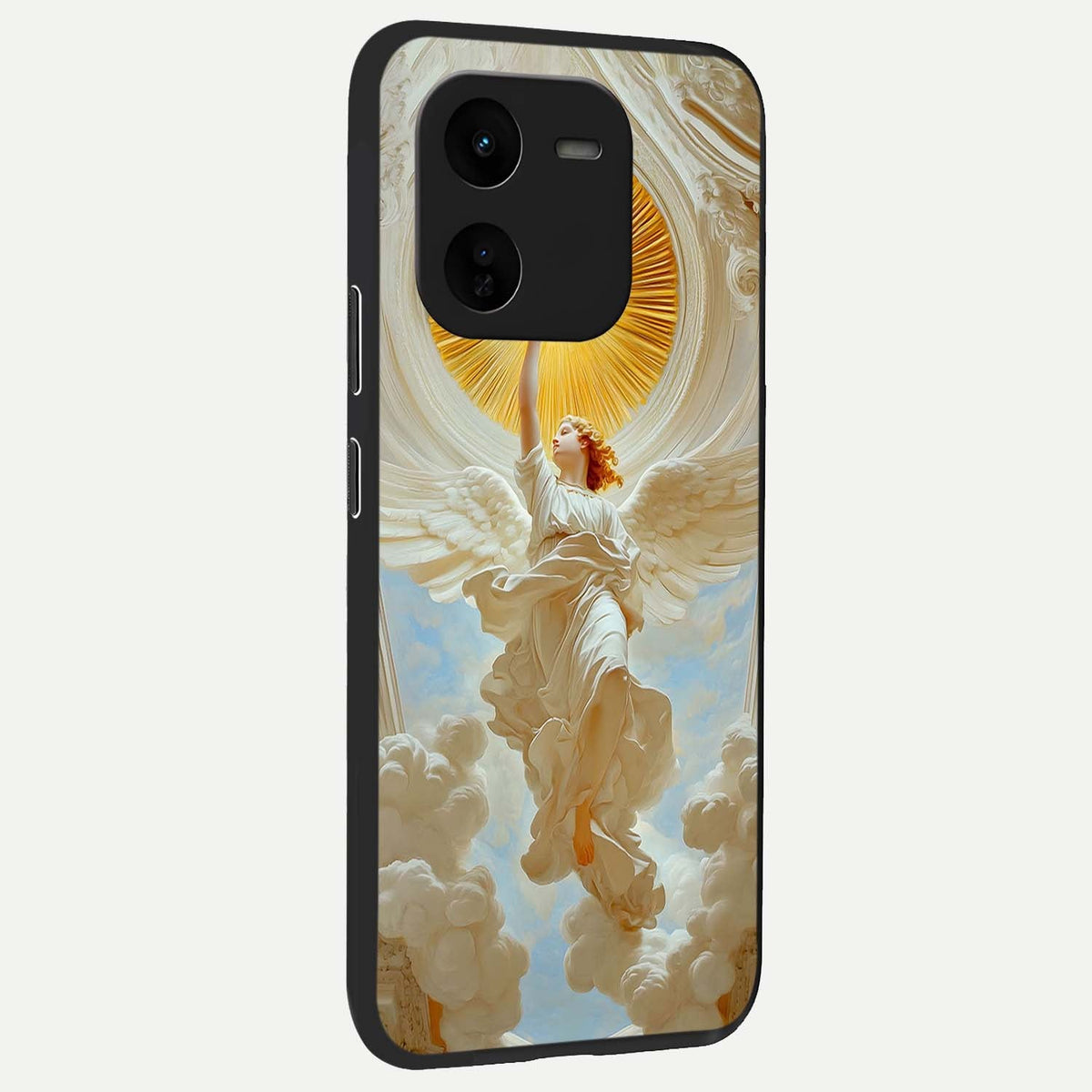  Divine Light Angel back cover For iQOO Z9x 5G slim fit glass case with vibrant aesthetic design