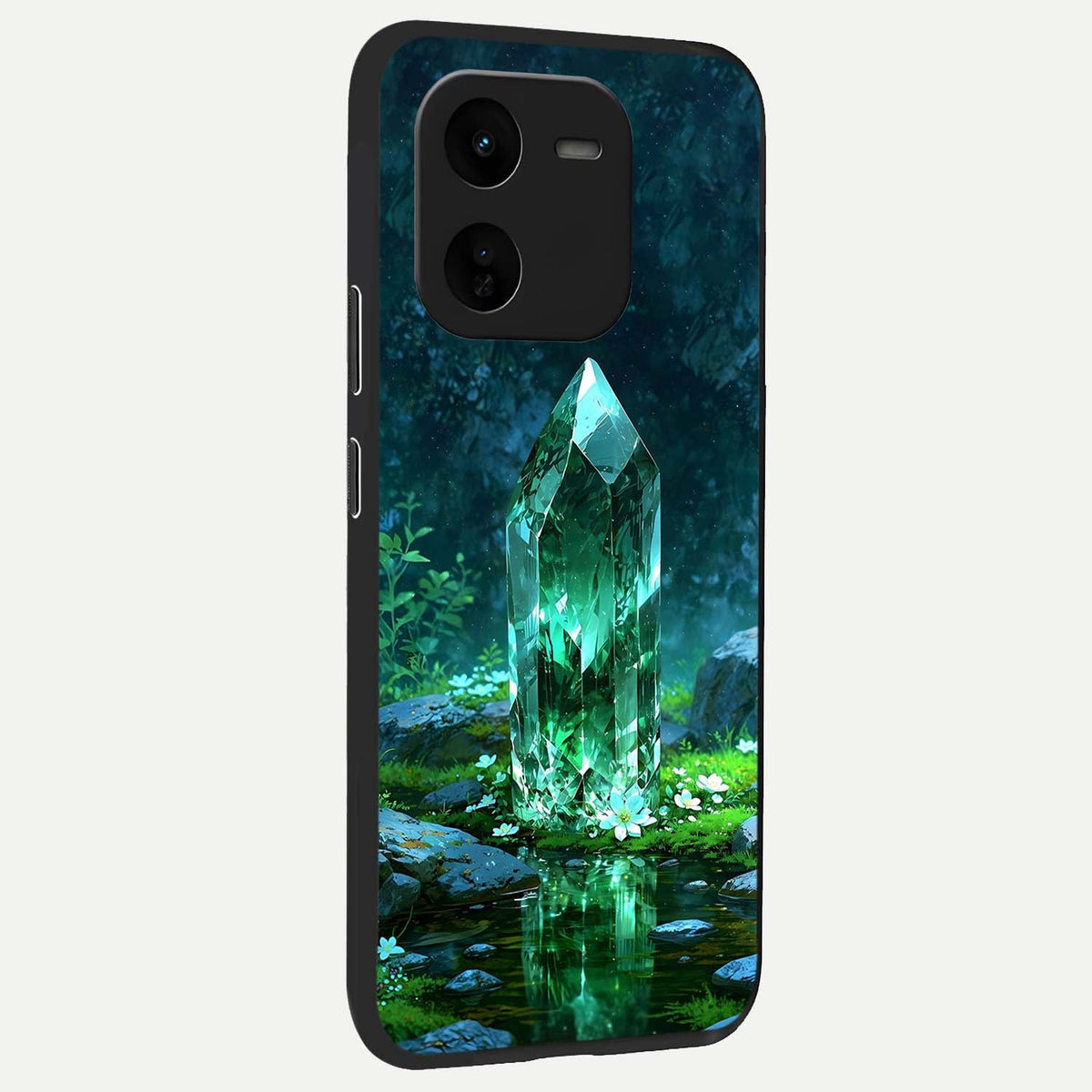  Emerald Light Crystal back cover For iQOO Z9x 5G slim fit glass case with vibrant aesthetic design