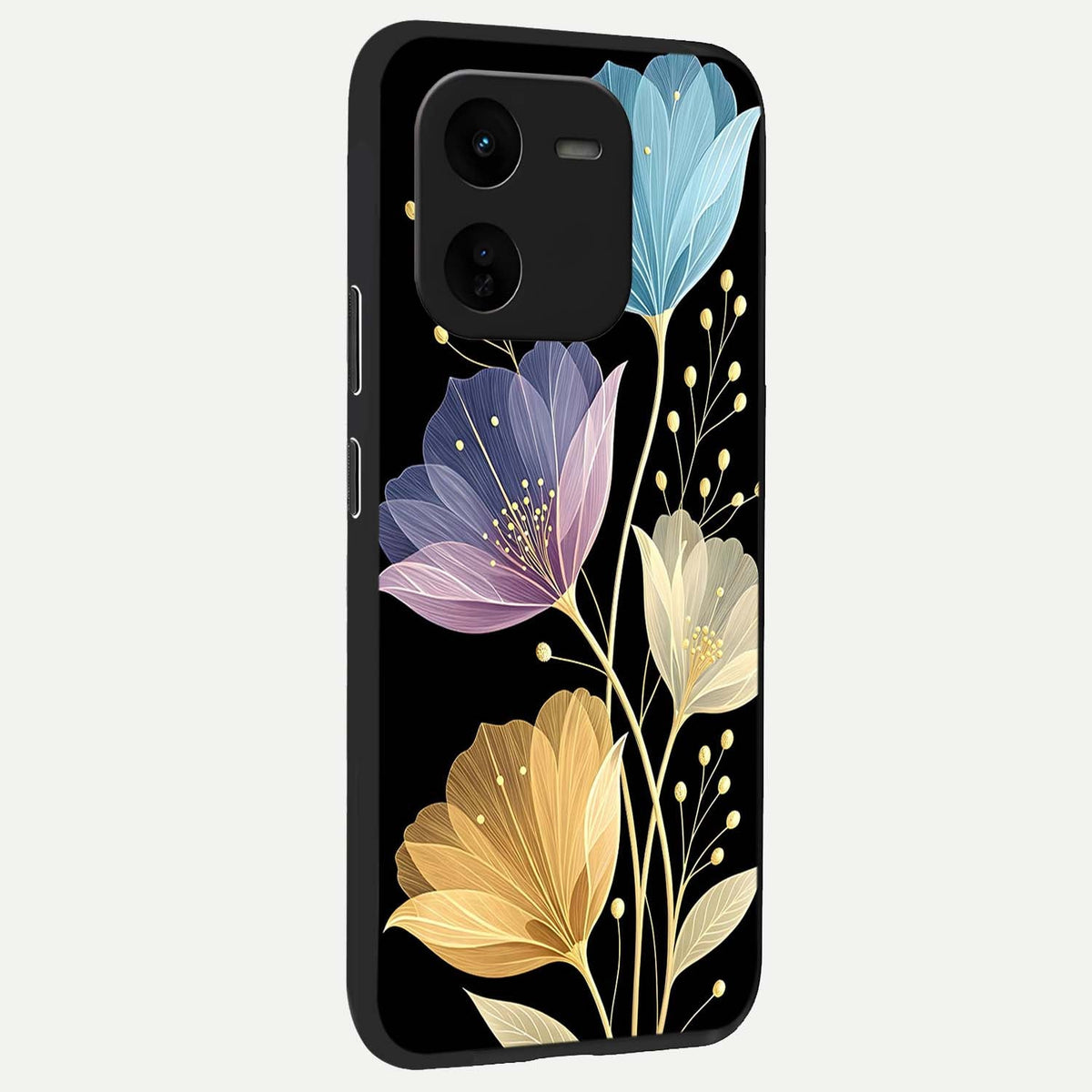  Flower Bloom Glow back cover For iQOO Z9x 5G slim fit glass case with vibrant aesthetic design