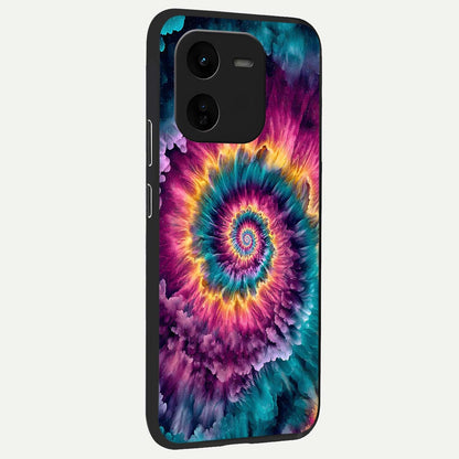  Galactic Spiral Burst back cover For iQOO Z9x 5G slim fit glass case with vibrant aesthetic design