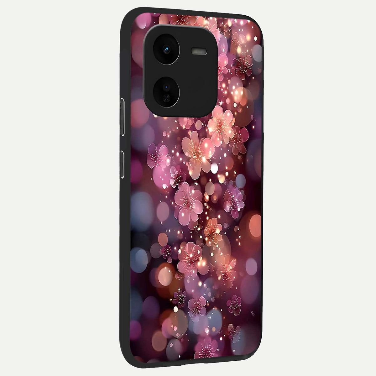  Glowing Petal Bliss back cover For iQOO Z9x 5G slim fit glass case with vibrant aesthetic design
