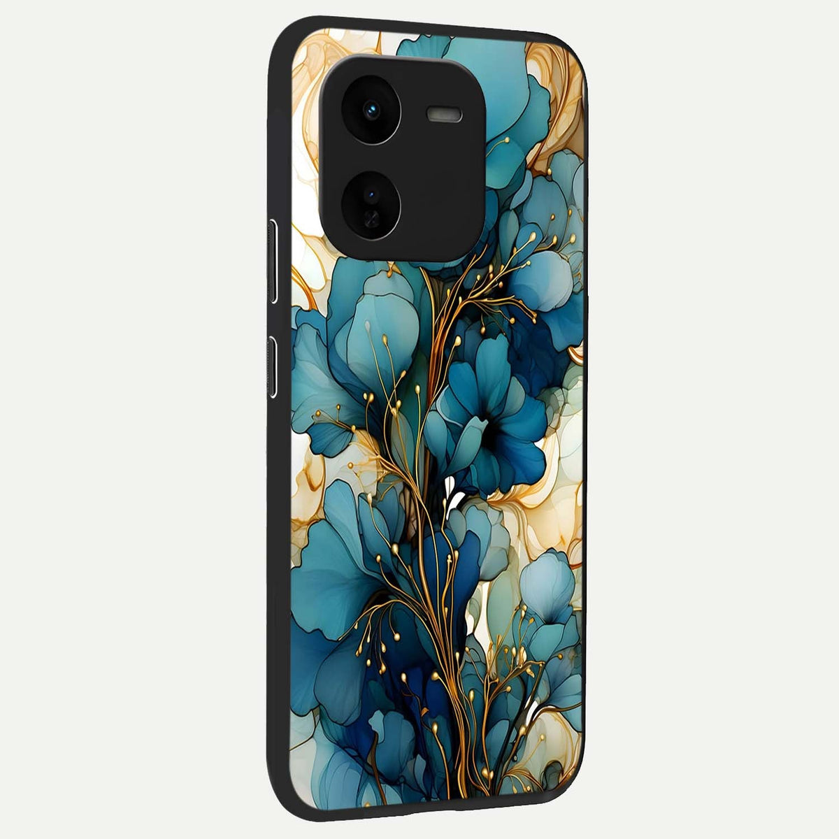  Golden Bloom Symphony back cover For iQOO Z9x 5G slim fit glass case with vibrant aesthetic design