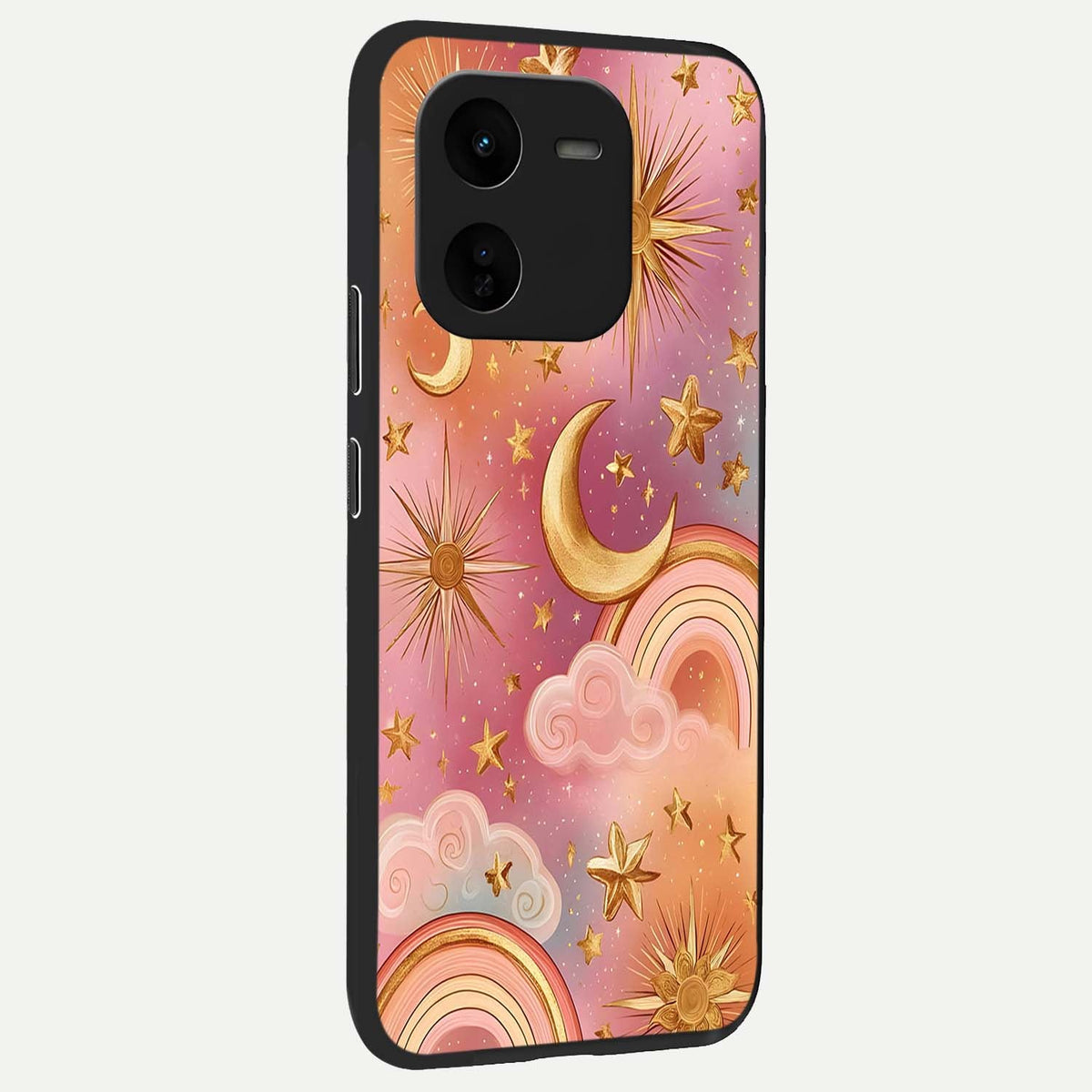  Golden Celestial Dreams back cover For iQOO Z9x 5G slim fit glass case with vibrant aesthetic design