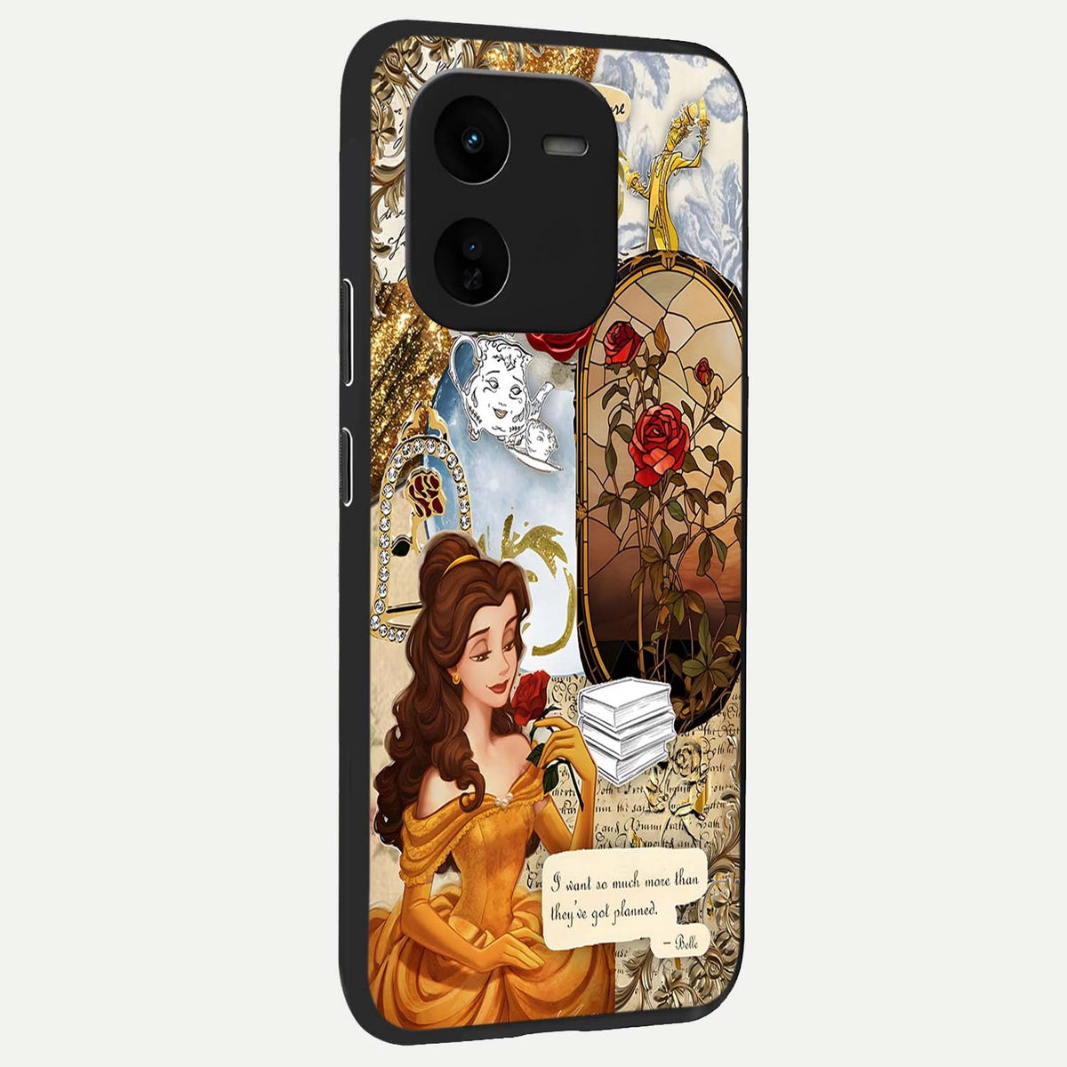 Golden Dream Belle back cover For iQOO Z9x 5G slim fit glass case with vibrant aesthetic design