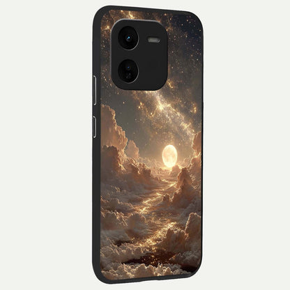  Golden Sky Dream back cover For iQOO Z9x 5G slim fit glass case with vibrant aesthetic design