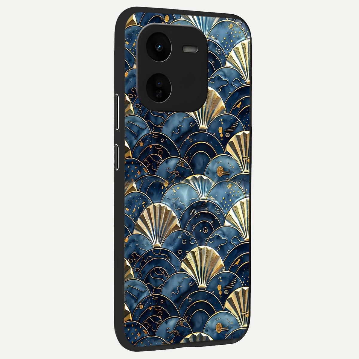  Golden Wave Luxe back cover For iQOO Z9x 5G slim fit glass case with vibrant aesthetic design