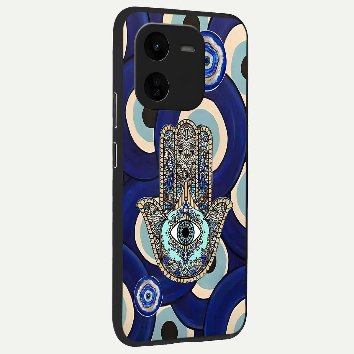  Hamsa Divine Guard back cover For iQOO Z9x 5G slim fit glass case with vibrant aesthetic design