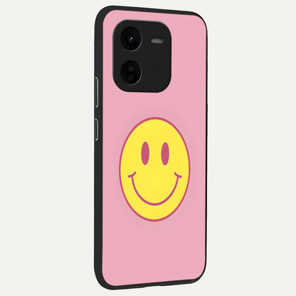  Happy Pink Mood back cover For iQOO Z9x 5G slim fit glass case with vibrant aesthetic design