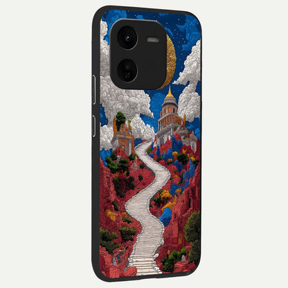  Heavenly Moon Path back cover For iQOO Z9x 5G slim fit glass case with vibrant aesthetic design