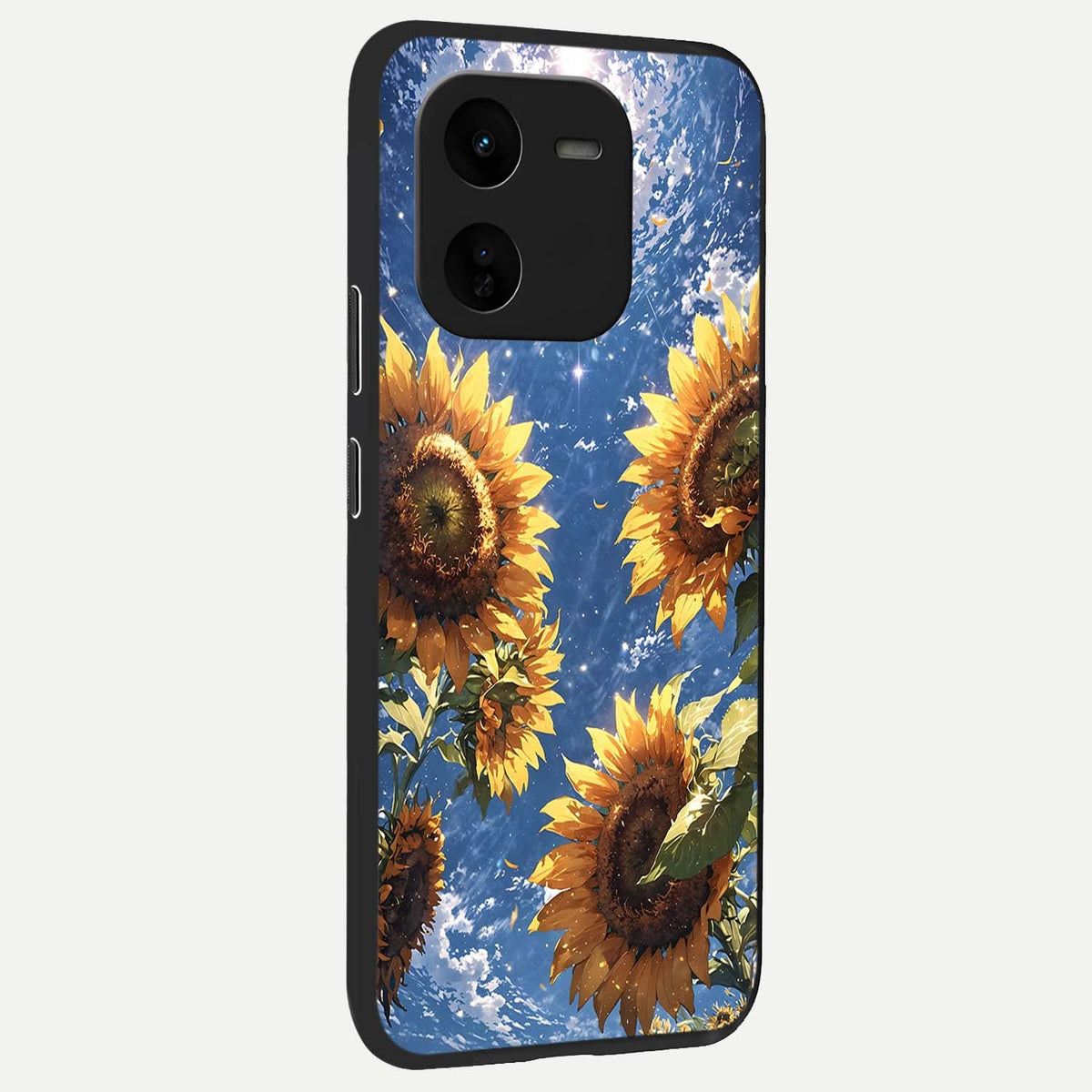  Heavenly Sunflower Rise back cover For iQOO Z9x 5G slim fit glass case with vibrant aesthetic design