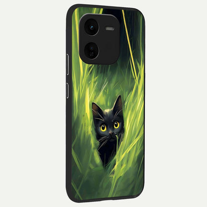  Hidden Cat Whisper back cover For iQOO Z9x 5G slim fit glass case with vibrant aesthetic design