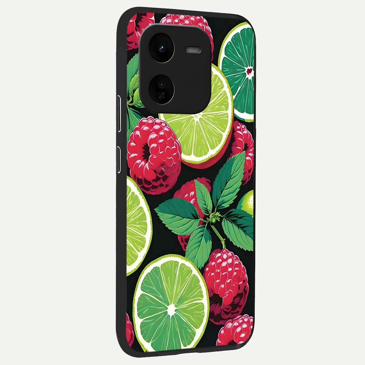  Lime and Raspberry Pattern back cover For iQOO Z9x 5G slim fit glass case with vibrant aesthetic design