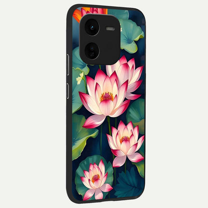  Lotus Dream Serenity back cover For iQOO Z9x 5G slim fit glass case with vibrant aesthetic design