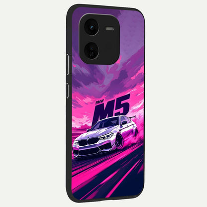  MS Neon Car back cover For iQOO Z9x 5G slim fit glass case with vibrant aesthetic design