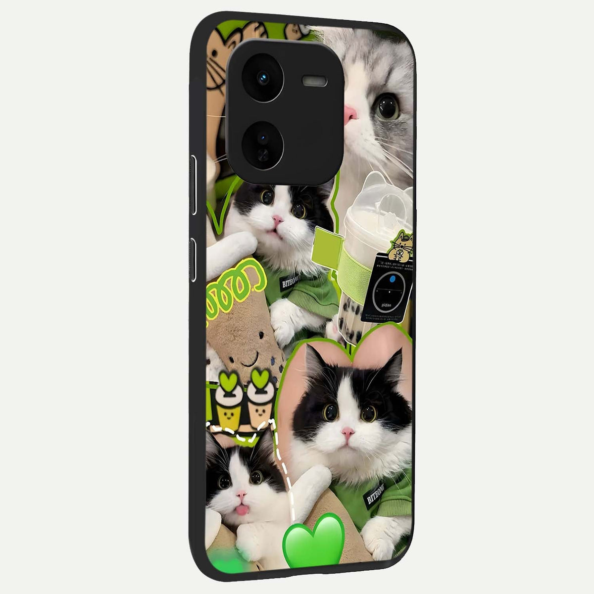  Matcha Cats Mood back cover For iQOO Z9x 5G slim fit glass case with vibrant aesthetic design