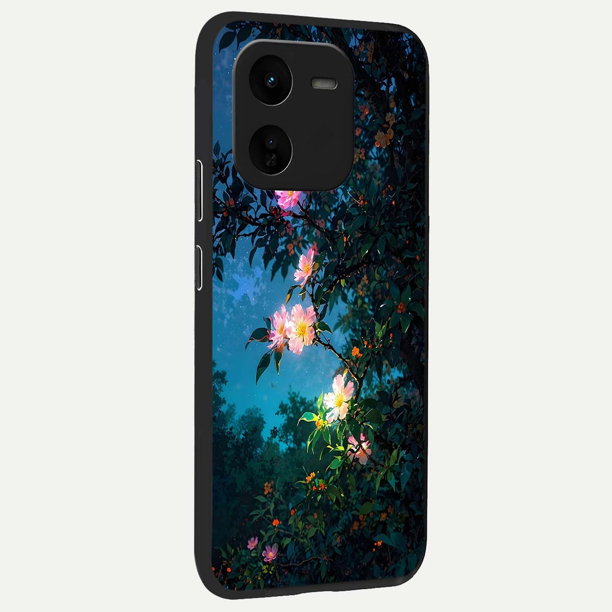  Midnight Bloom Glow back cover For iQOO Z9x 5G slim fit glass case with vibrant aesthetic design