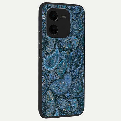  Midnight Paisley Glow back cover For iQOO Z9x 5G slim fit glass case with vibrant aesthetic design