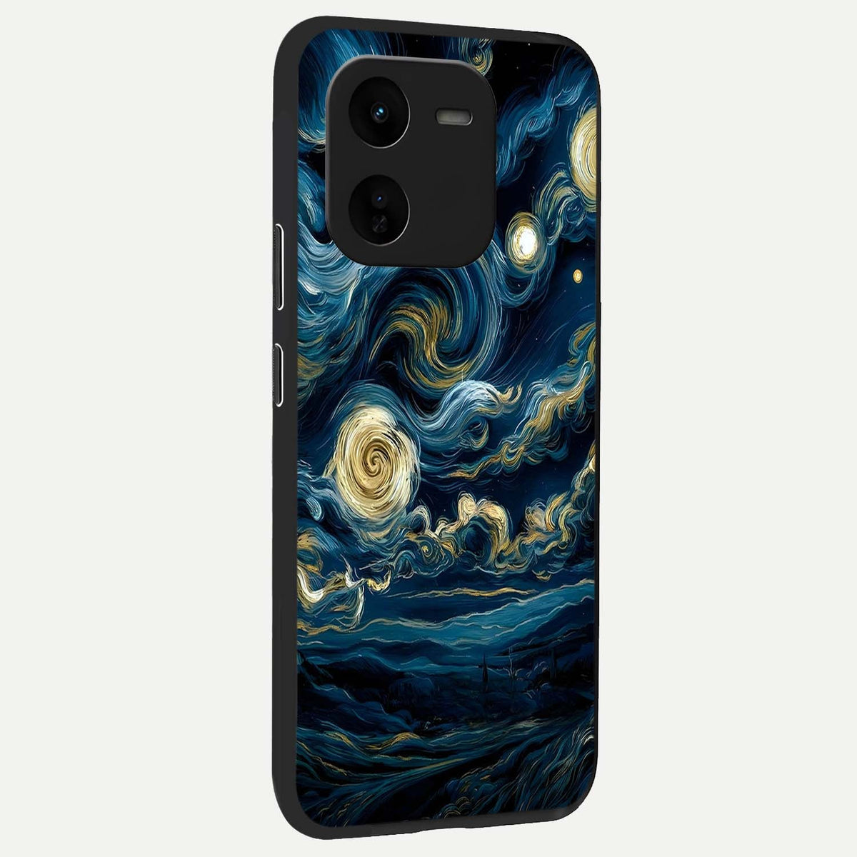  Midnight Sky Whirl back cover For iQOO Z9x 5G slim fit glass case with vibrant aesthetic design