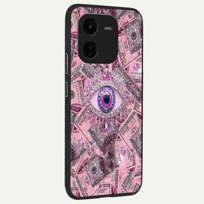  Money Eye Luxe back cover For iQOO Z9x 5G slim fit glass case with vibrant aesthetic design