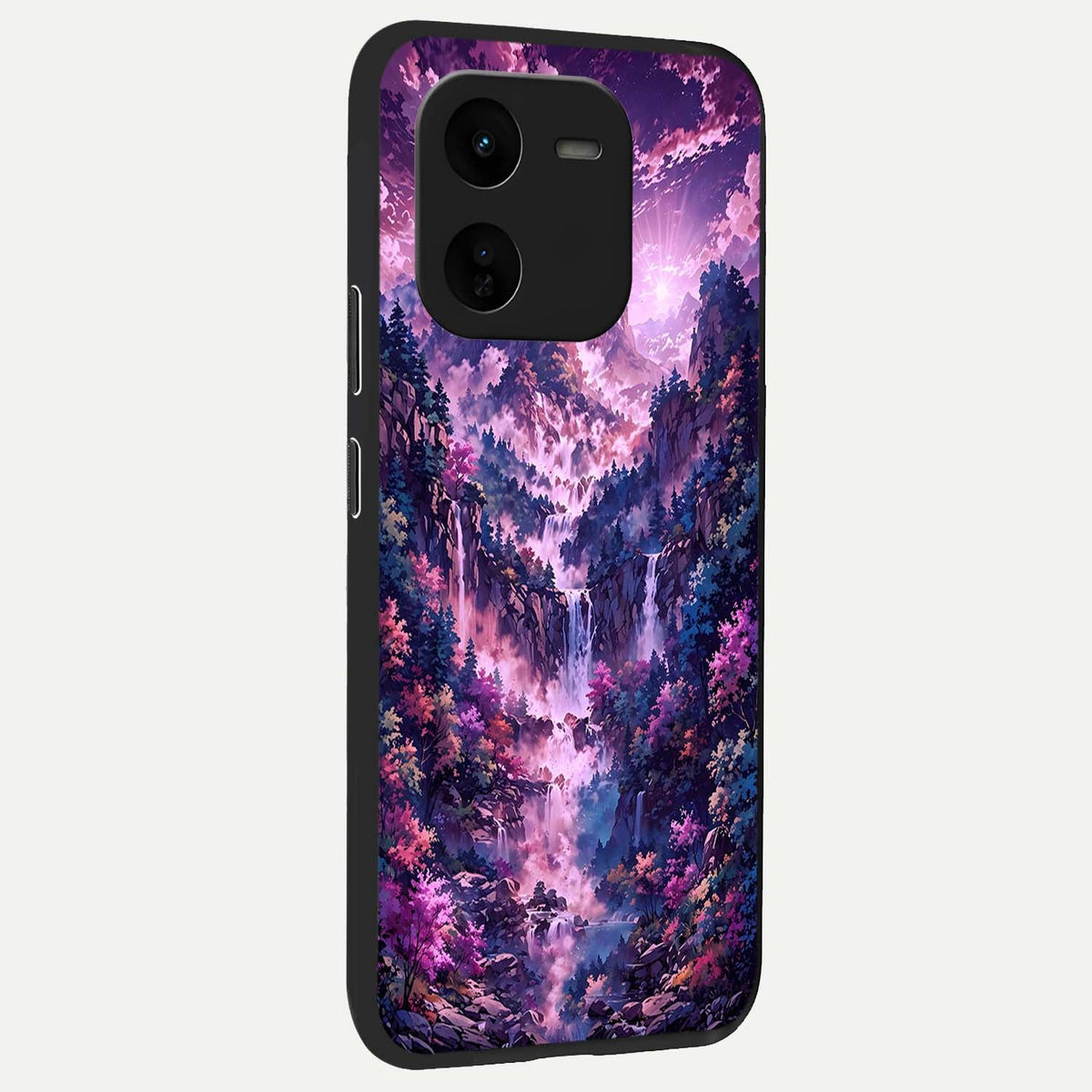  Mystic Cascade Peaks back cover For iQOO Z9x 5G slim fit glass case with vibrant aesthetic design