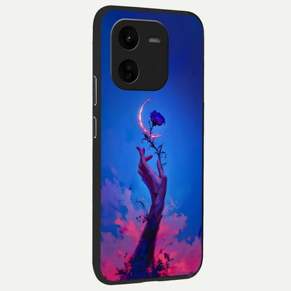  Mystic Hand back cover For iQOO Z9x 5G slim fit glass case with vibrant aesthetic design