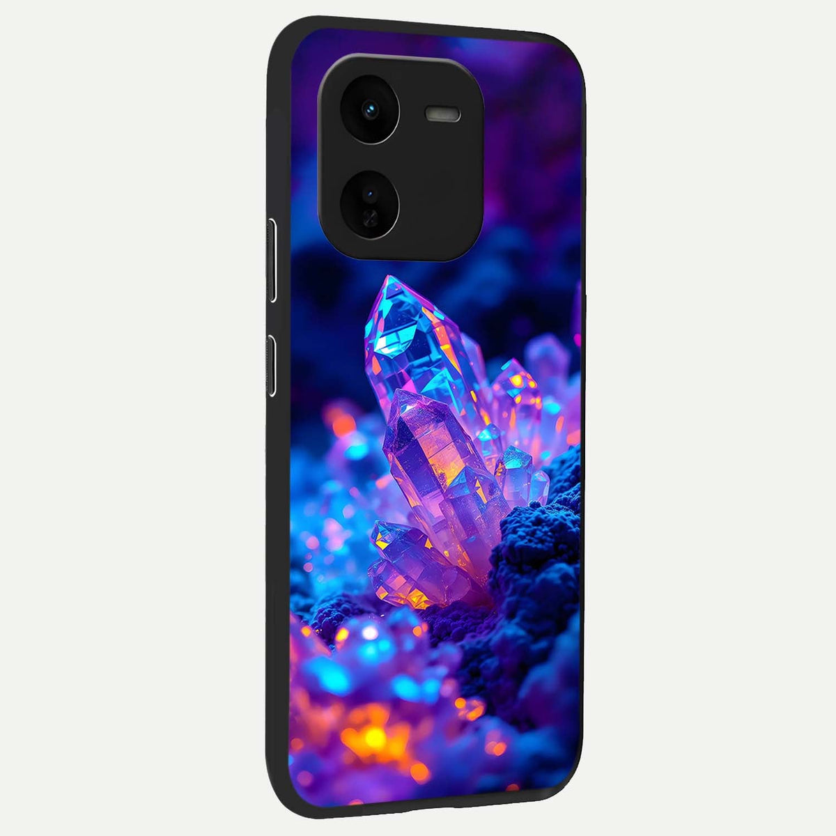  Neon Aura Shards back cover For iQOO Z9x 5G slim fit glass case with vibrant aesthetic design
