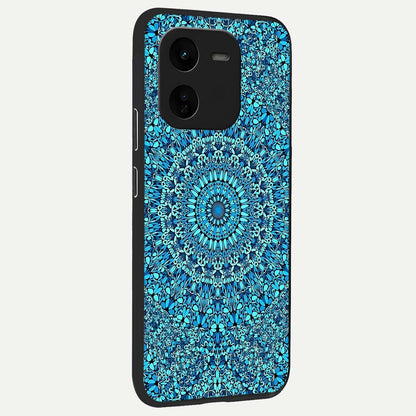  Ocean Bloom Mandala back cover For iQOO Z9x 5G slim fit glass case with vibrant aesthetic design