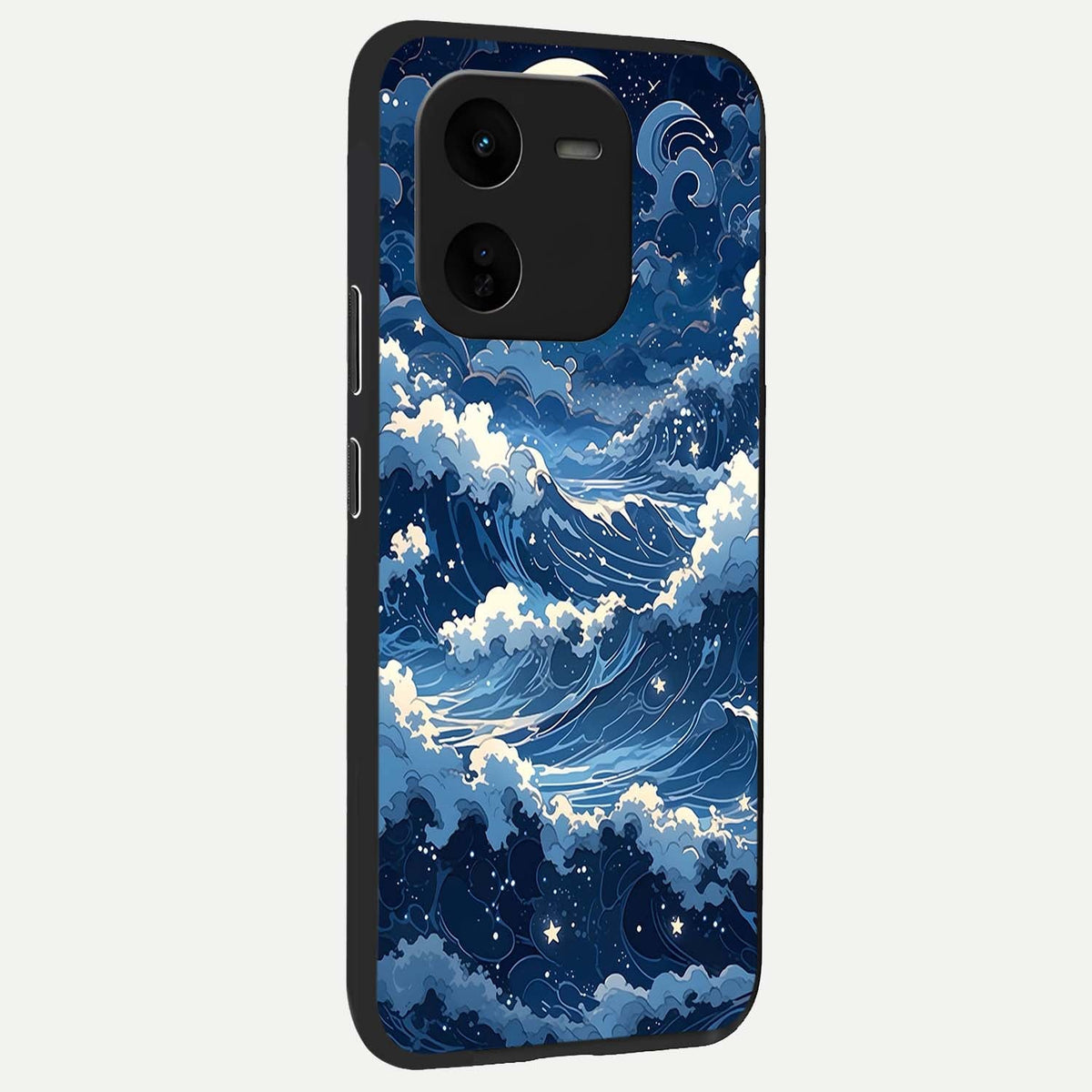  Ocean Moon Waves back cover For iQOO Z9x 5G slim fit glass case with vibrant aesthetic design