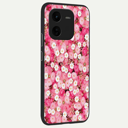 Pink Daisy Bliss back cover For iQOO Z9x 5G slim fit glass case with vibrant aesthetic design