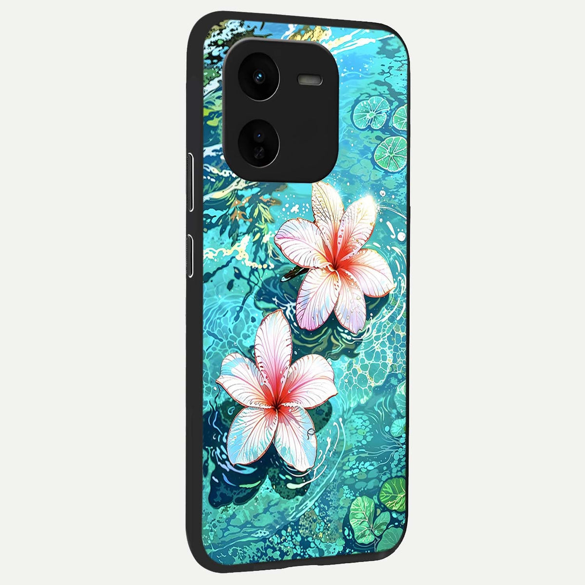  Pink Flowers in Water back cover For iQOO Z9x 5G slim fit glass case with vibrant aesthetic design