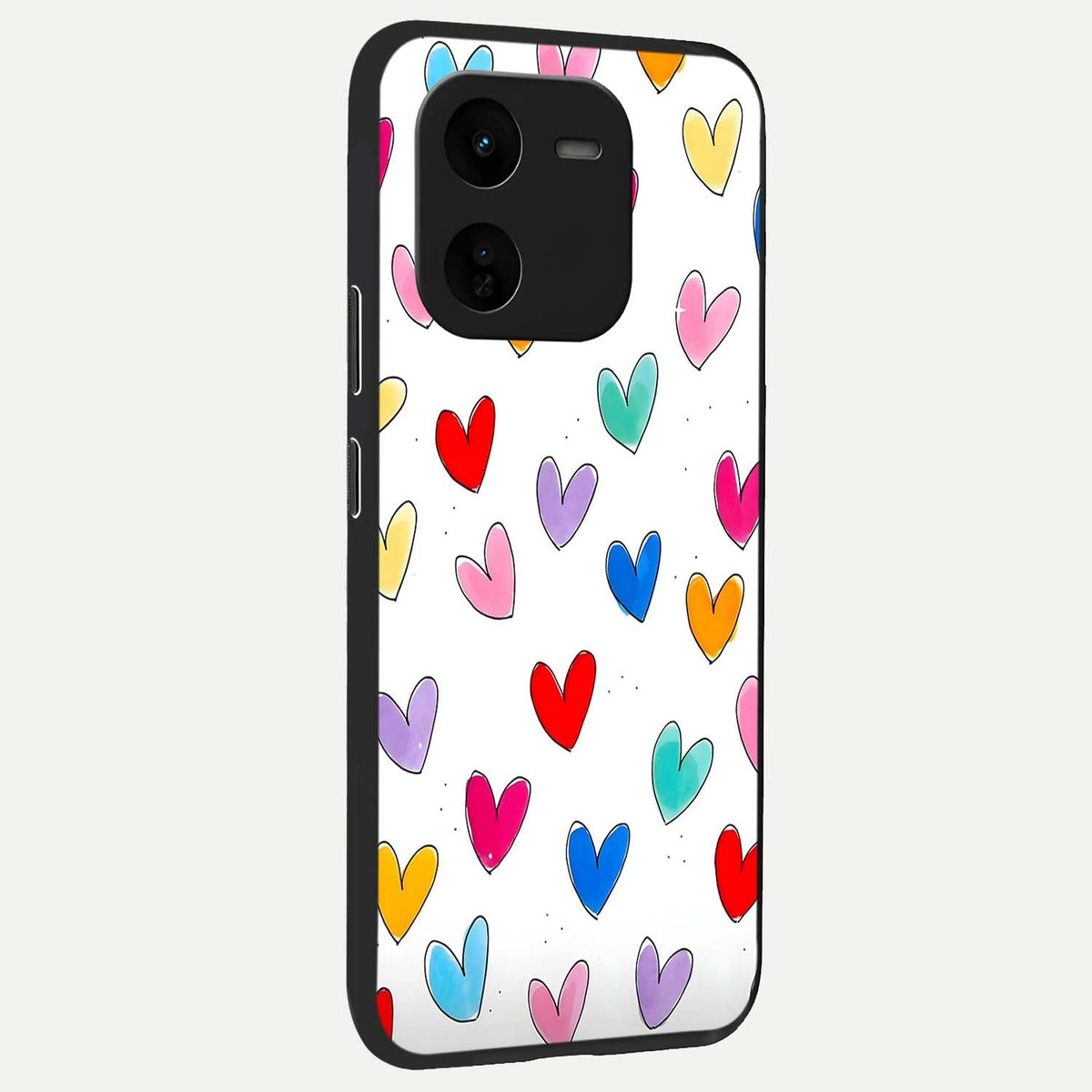  Playful Love Doodles back cover For iQOO Z9x 5G slim fit glass case with vibrant aesthetic design