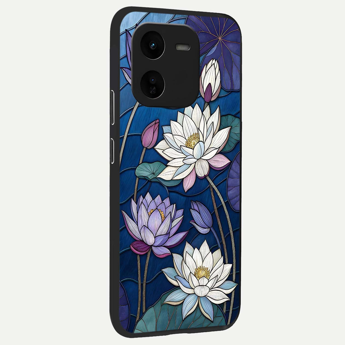  Purple Lotus Stained back cover For iQOO Z9x 5G slim fit glass case with vibrant aesthetic design