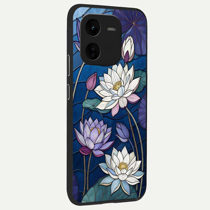  Purple Lotus Stained back cover For iQOO Z9x 5G slim fit glass case with vibrant aesthetic design