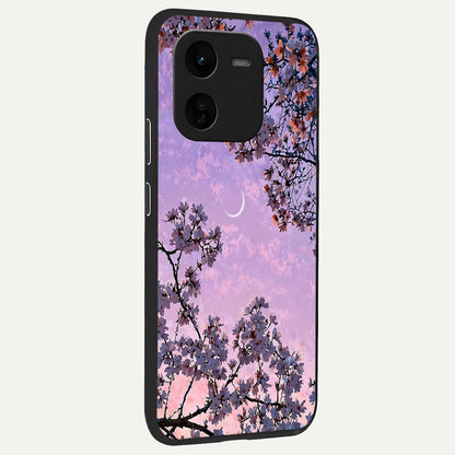  Purple Serenity Moon back cover For iQOO Z9x 5G slim fit glass case with vibrant aesthetic design