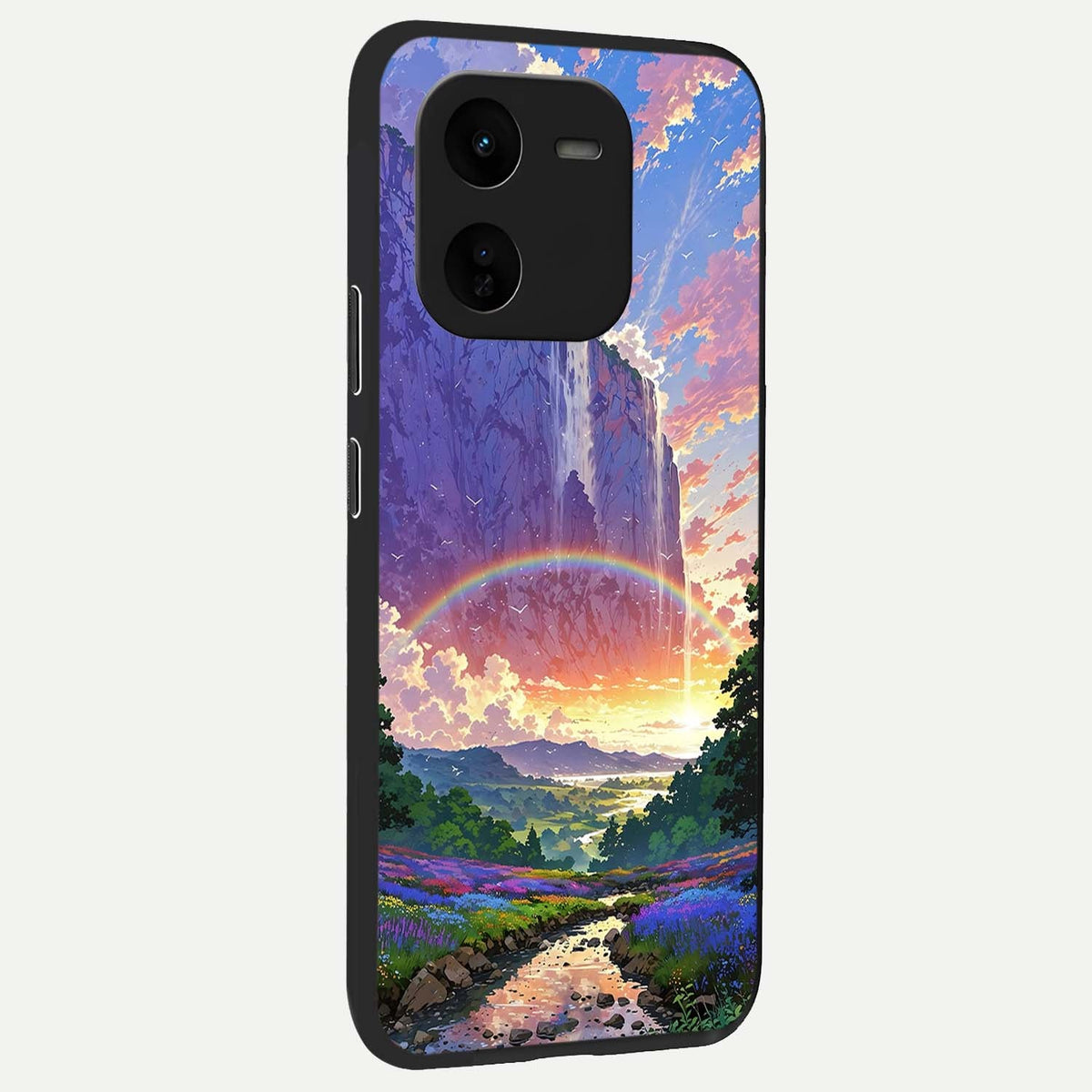 Rainbow Valley Dream back cover For iQOO Z9x 5G slim fit glass case with vibrant aesthetic design