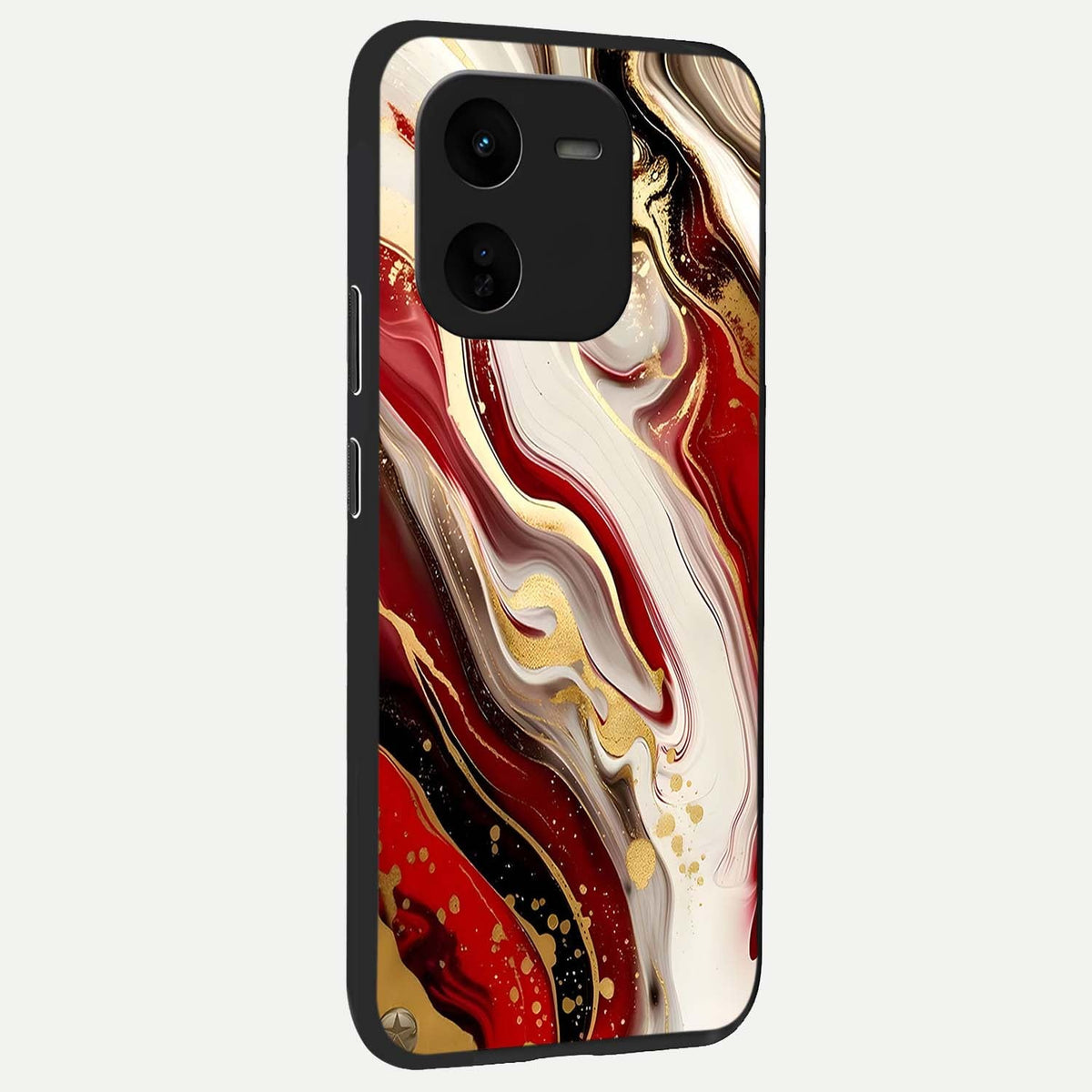  Red And White Marble back cover For iQOO Z9x 5G slim fit glass case with vibrant aesthetic design