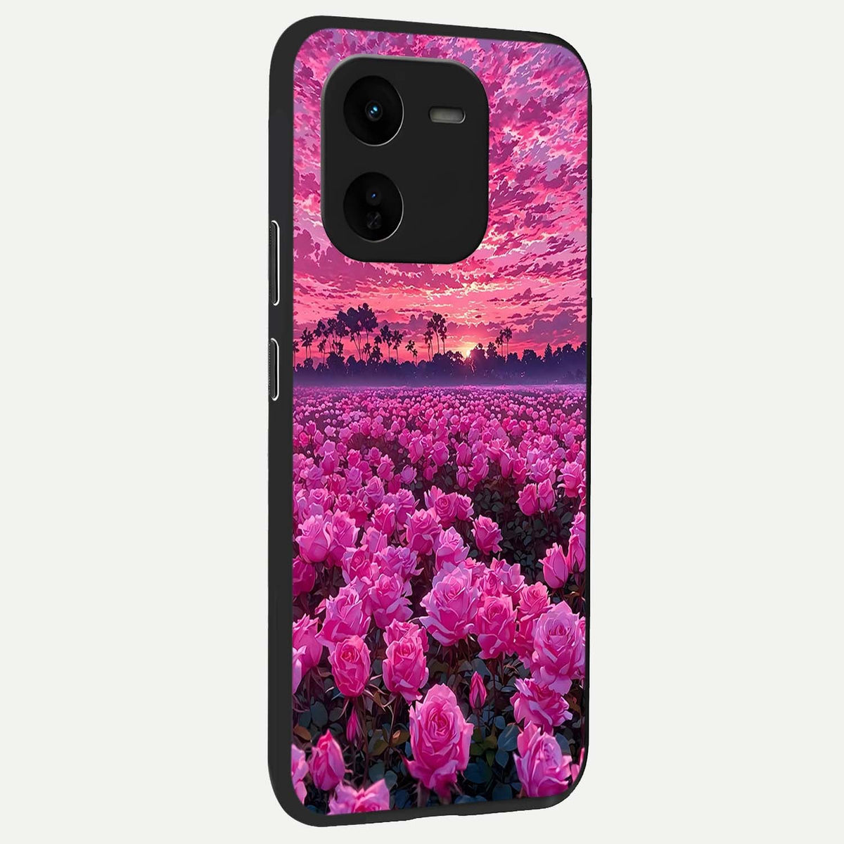  Rose Sunset Valley back cover For iQOO Z9x 5G slim fit glass case with vibrant aesthetic design